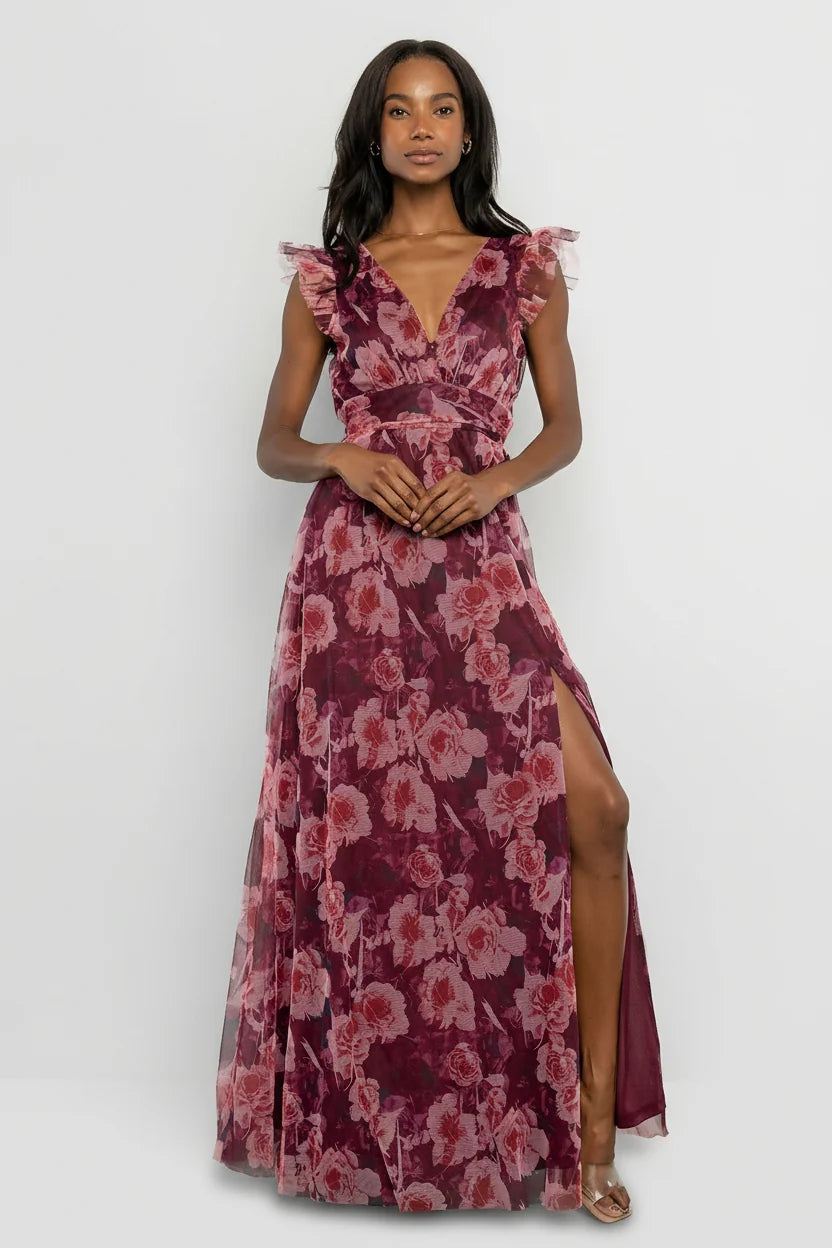 Adelyn Maxi Dress | Wine Floral