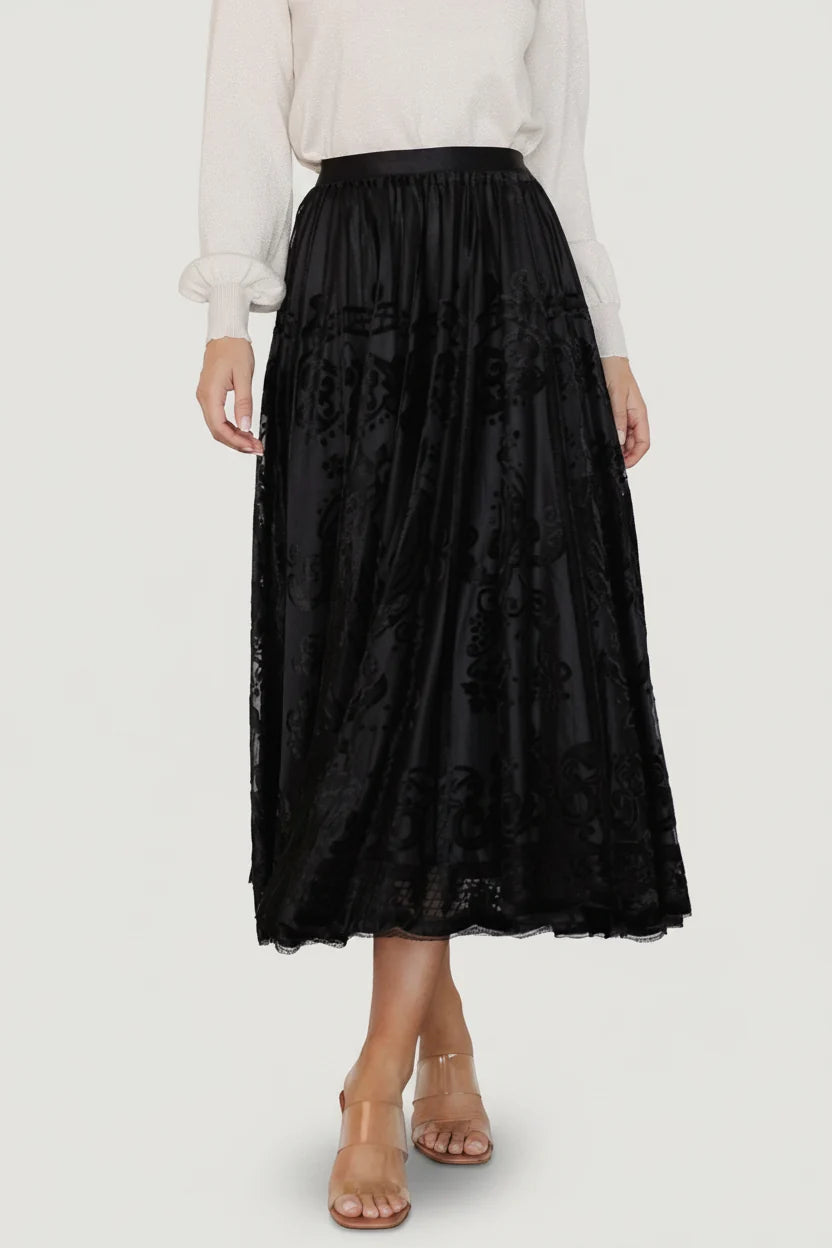 Palini Velvet Skirt | Black