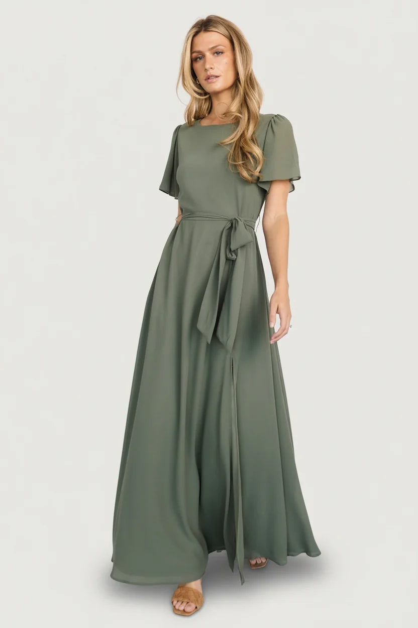 Naomi Short Sleeve Maxi Dress | Dark Sage