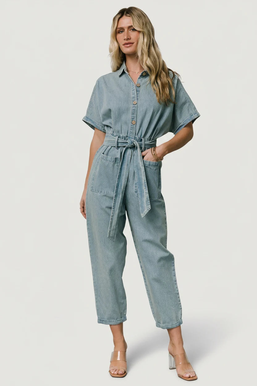 Mateo Button Up Jumpsuit | Denim