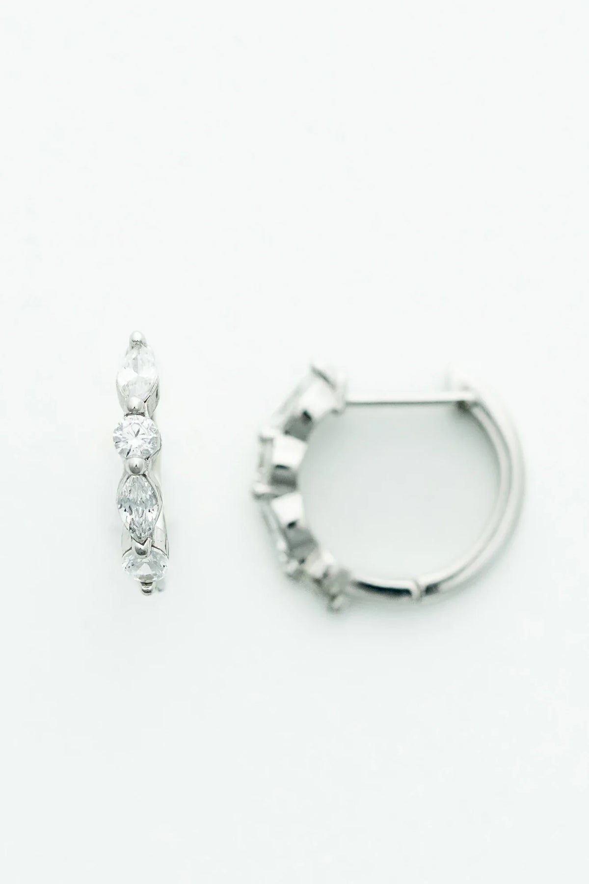 Aria Crystal Hoop Earrings | Silver