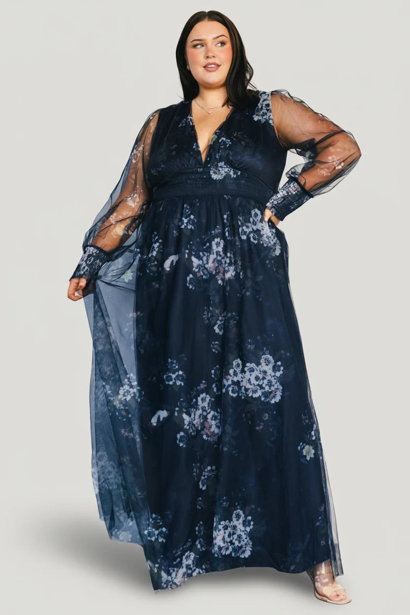 Layla Tulle Maxi Dress | Navy Multi