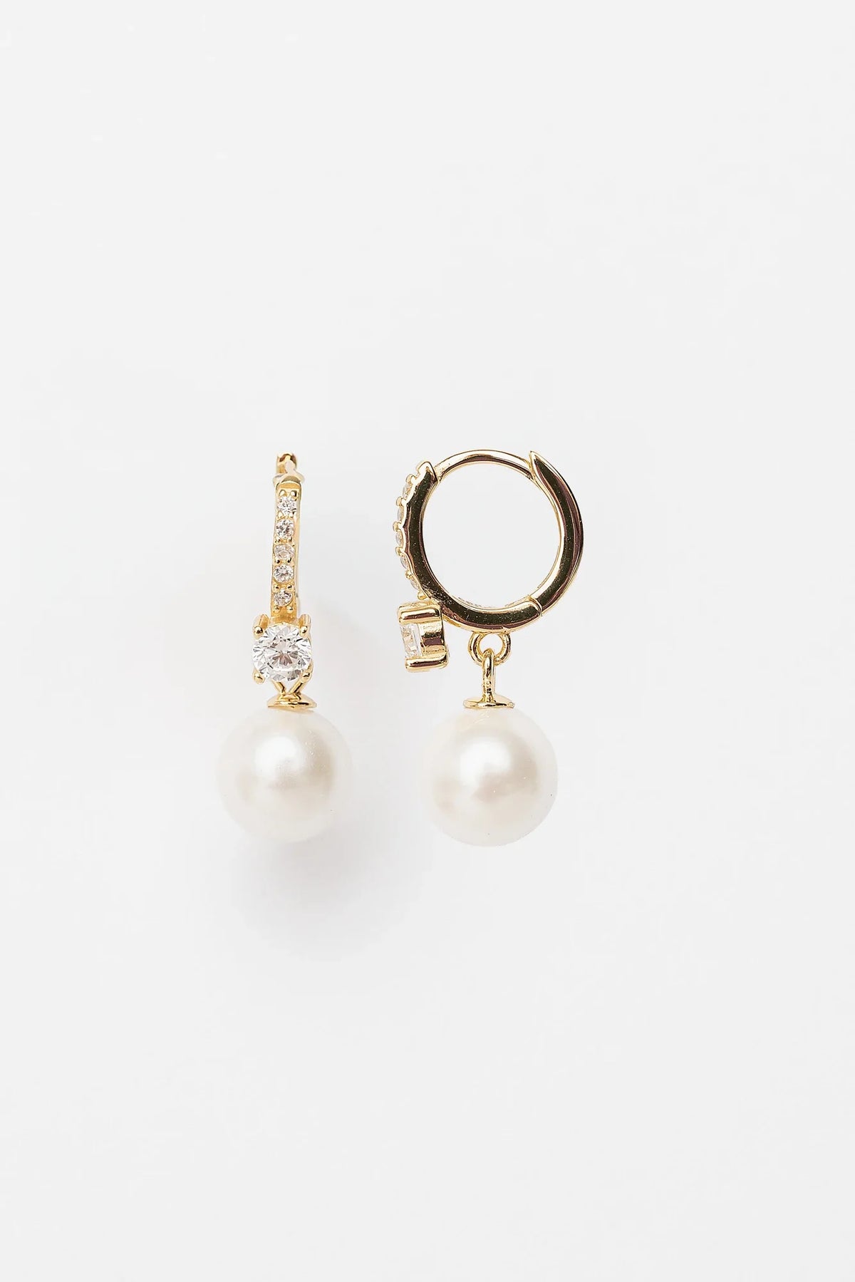 Isabella Pearl Hoop Earrings | Gold