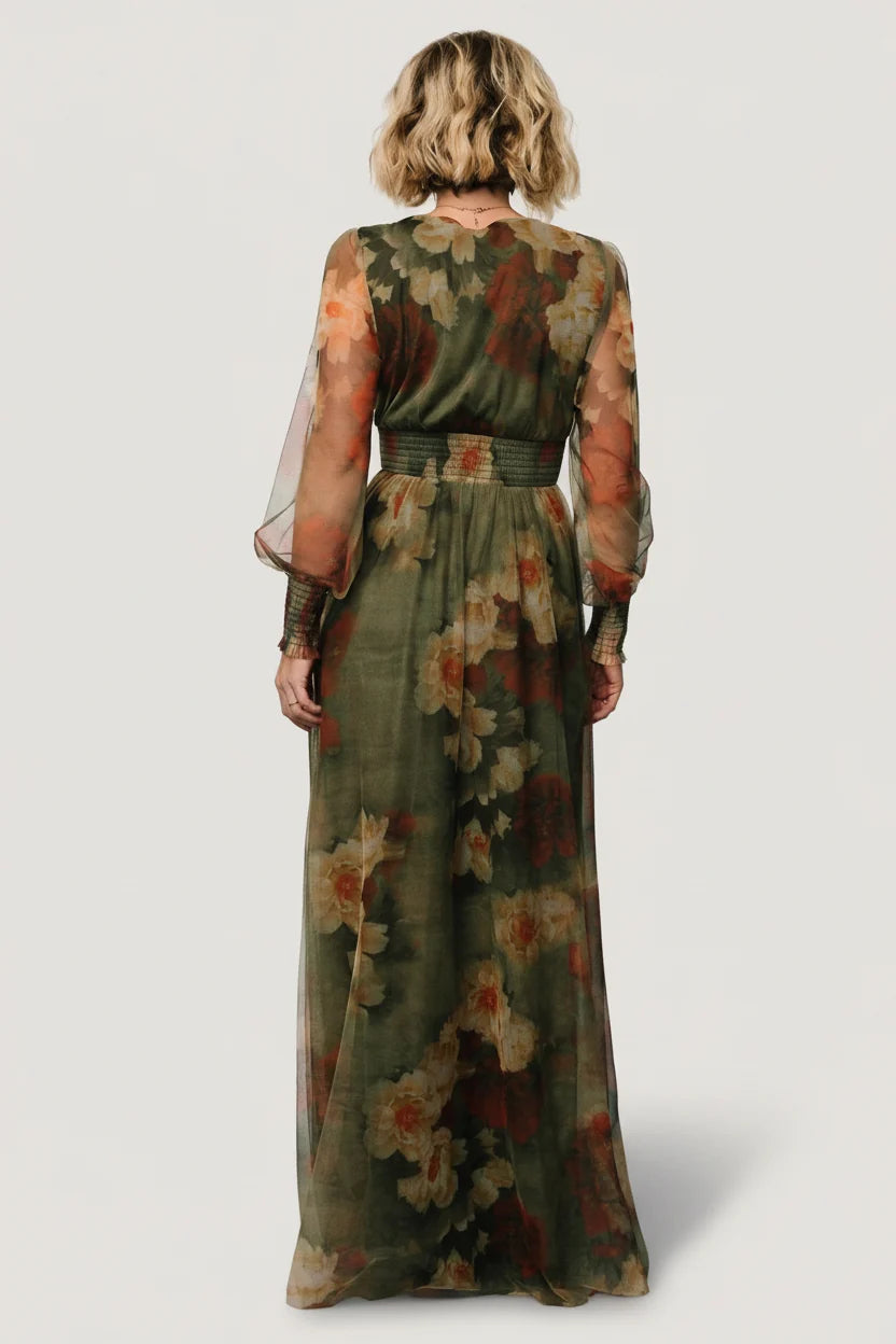 Layla Tulle Maxi Dress | Olive + Rust