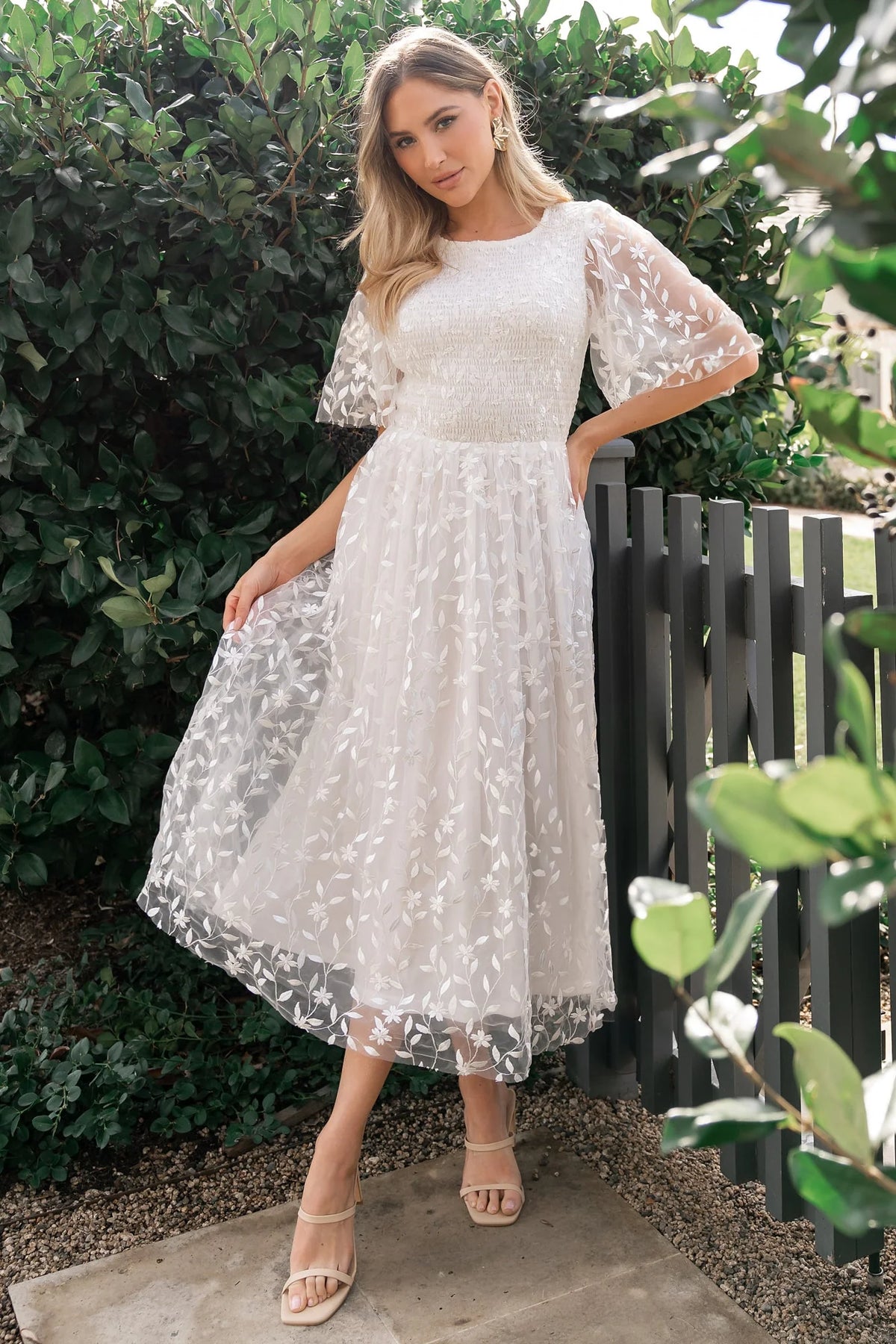 Kendra Embroidered Dress | White