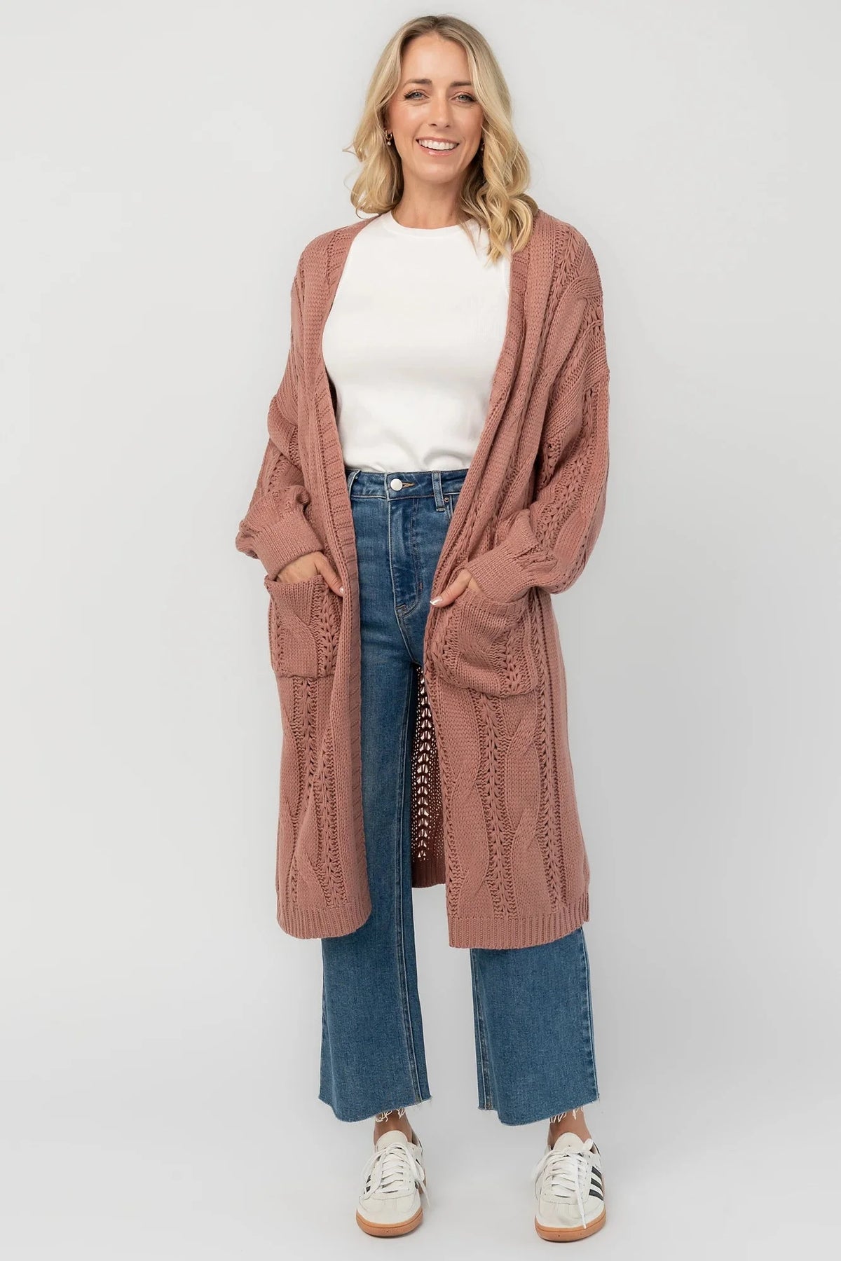 Braxton Cable Knit Cardigan | Dusty Rosewood