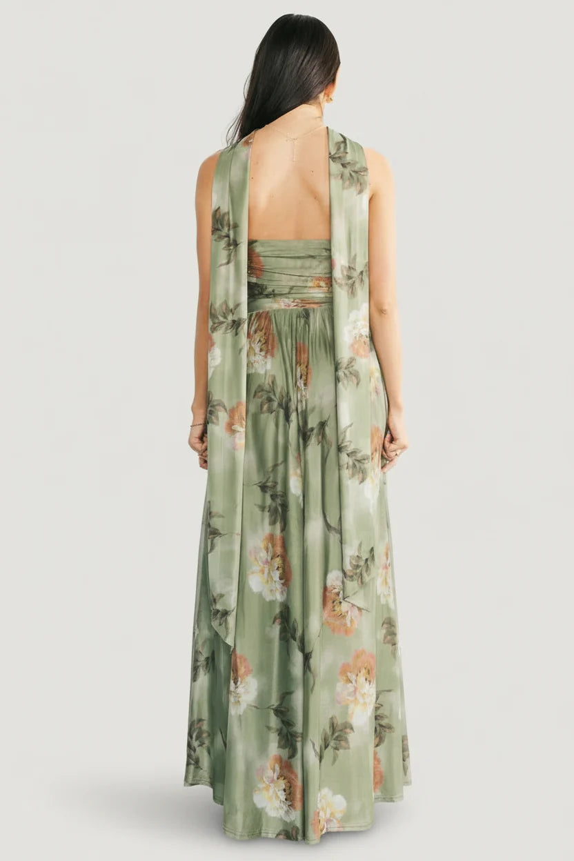 Elias Strapless Maxi Dress | Dark Sage Floral