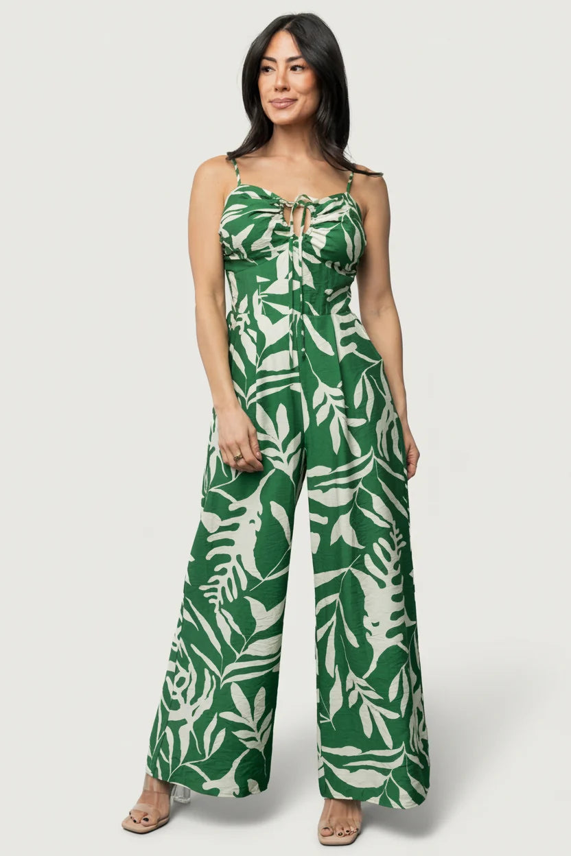 Linda Jumpsuit | Green Print