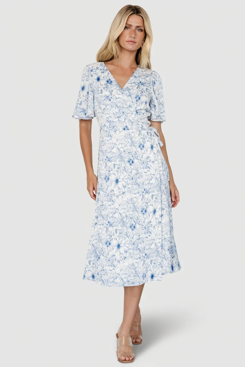 Amelie Wrap Midi Dress | Blue Print