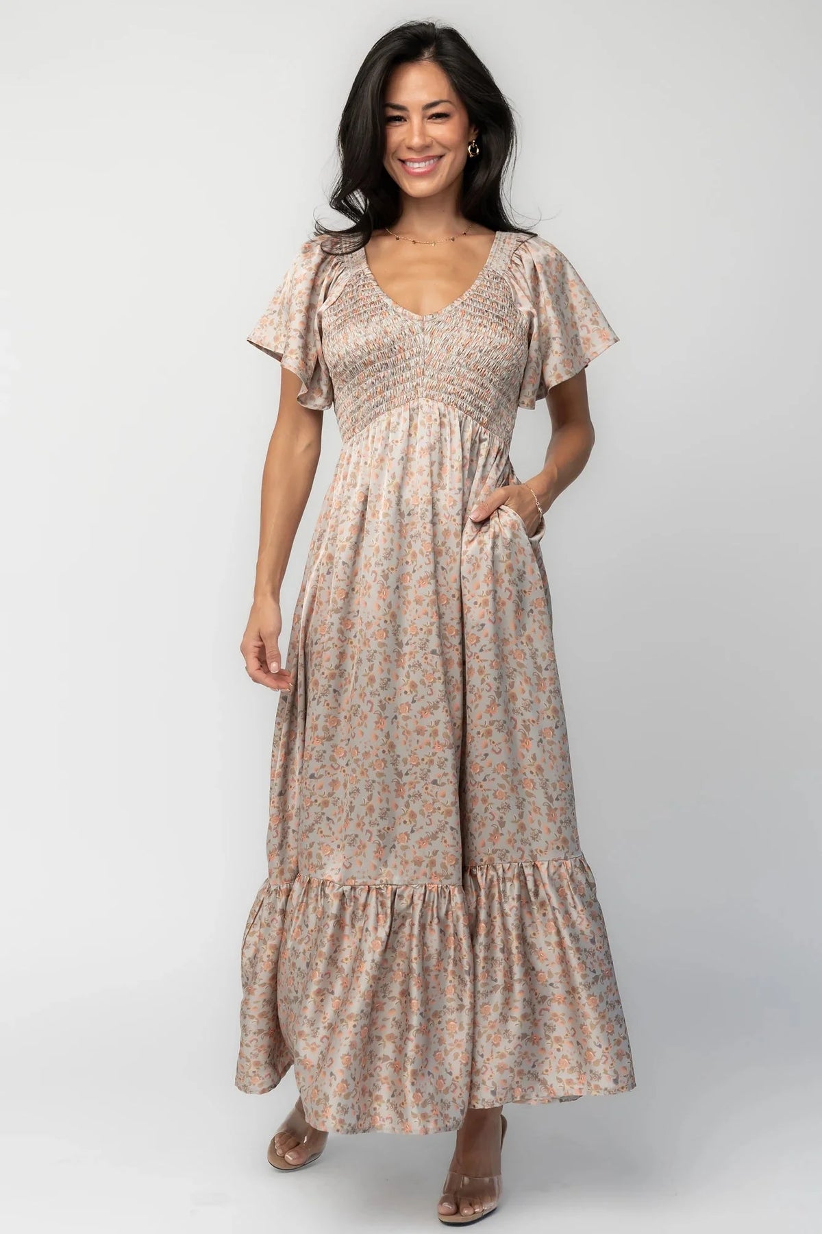 Rosie Smocked Dress | Sage Floral